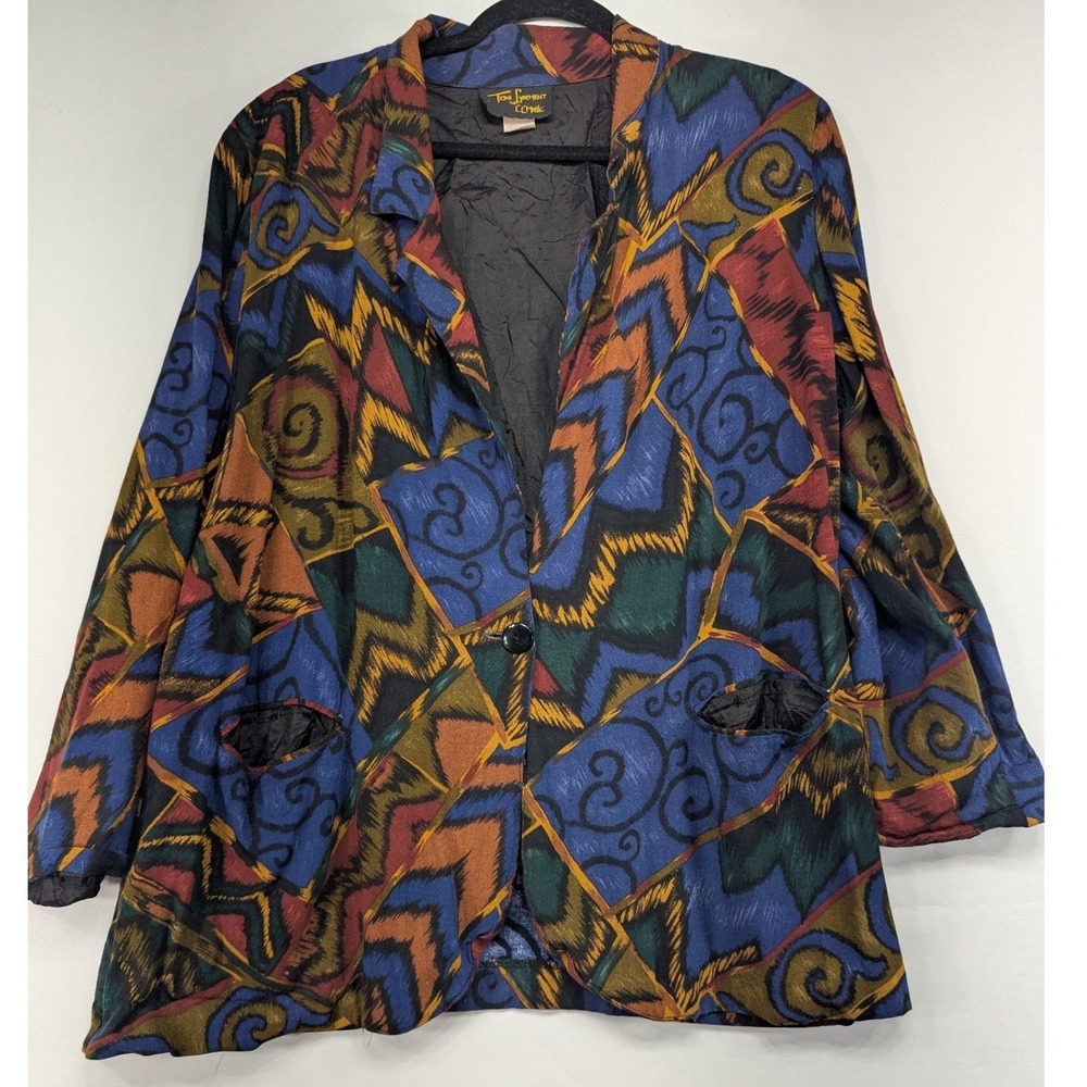Toni Garment For CC Magic Blazer Jacket‎ 1X Colorful Geometric Abstract Print